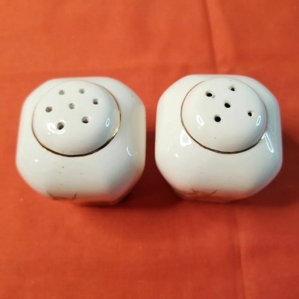 White Bamboo Design  Salt and Pepper Shakers, Oriental Country Cottagecore Style